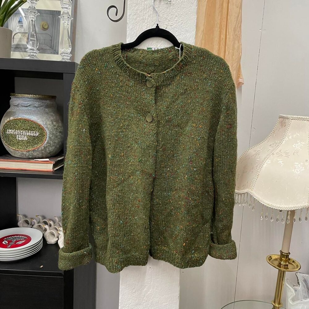 Women's Green and Khaki Cardigan